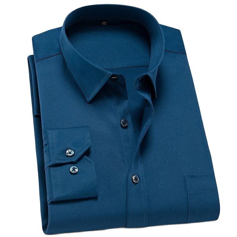 Camisa PremiumElastic™- Camisa Social Premium Elástica Masculina MP026 Brava Shopping Azul XXG(96-102) 