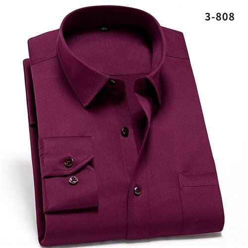 Camisa PremiumElastic™- Camisa Social Premium Elástica Masculina MP026 Brava Shopping Vinho M (64-71kg) 