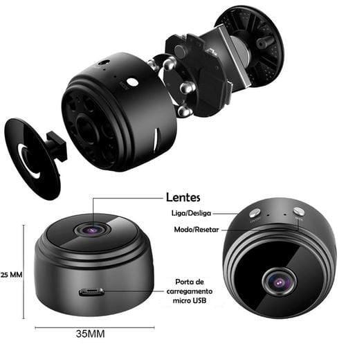 Mini Câmera Magnética Wifi Tempo Real HD MP076 Brava Shopping 
