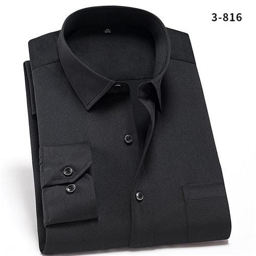 Camisa PremiumElastic™- Camisa Social Premium Elástica Masculina MP026 Brava Shopping Preta PP (49-55kg) 