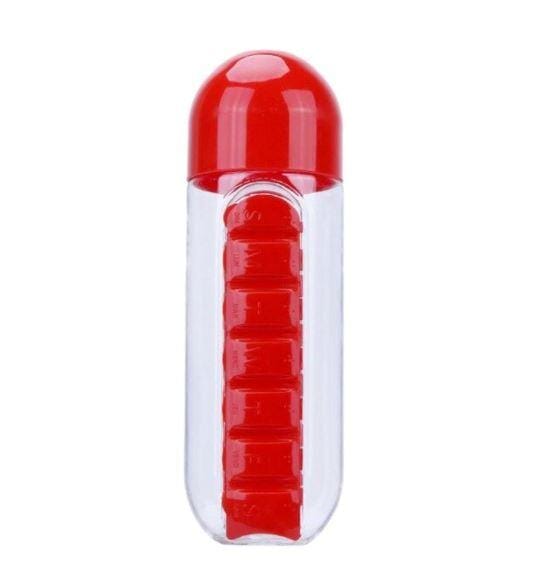 Garrafa de água com porta comprimidos - Pill Bottle 3 EM 1 (EXCLUSIVA!) SAUDE 03 Direct Ofertas 