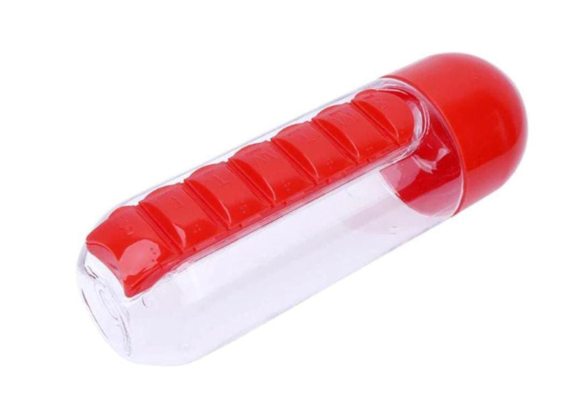 Garrafa de água com porta comprimidos - Pill Bottle 3 EM 1 (EXCLUSIVA!) SAUDE 03 Direct Ofertas 