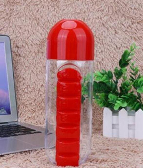 Garrafa de água com porta comprimidos - Pill Bottle 3 EM 1 (EXCLUSIVA!) SAUDE 03 Direct Ofertas 